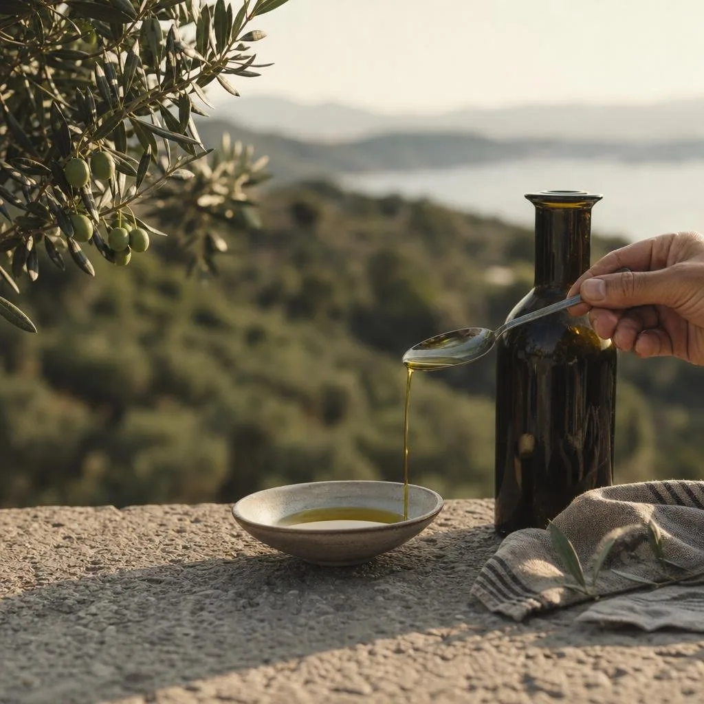 Close-up of the Single-Estate Olive Oil